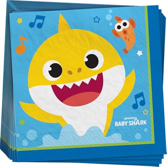 512527 BABY SHARK LUNCHEON PAPER NAPKINS-16 PCS - Image 1